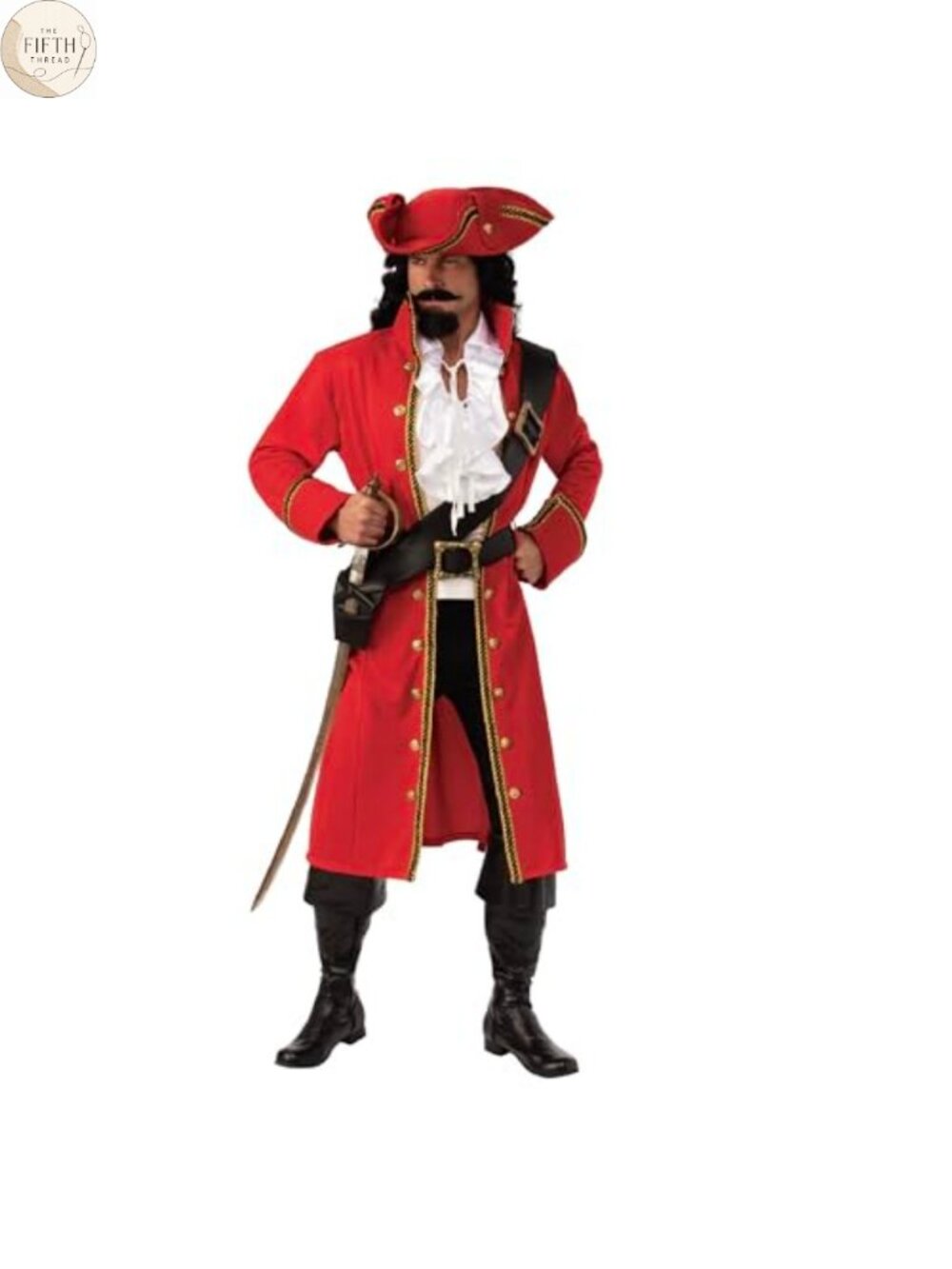 Men's Pirate Captain Costume Long Coat Shirt Hat Belt Cosplay